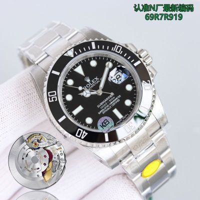 N Factory ROLEX Submariner Ceramic Bezel Insert 904L Steel Water Ghost  Black Watch